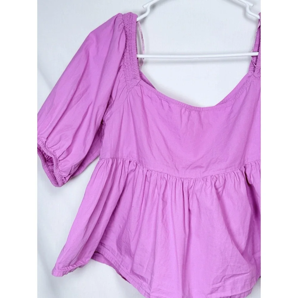 Free People Veronica Sweetheart Pink Babydoll Peplum Top XS